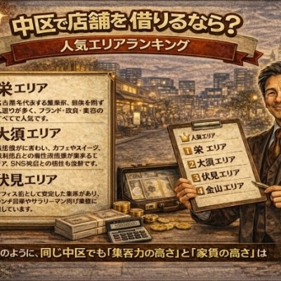中区で店舗を借りるなら？賃料の相場と人気エリアランキング