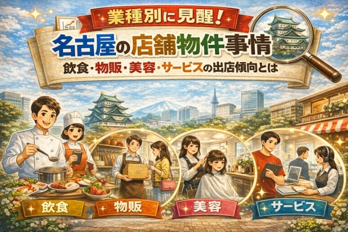 業種別に見瑠！名古屋の店舗物件事情｜飲食・物販・美容・サービスの出店傾向とは